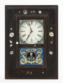 J.C. Brown Paper Mache, Lacquered, & Mother-of-Pearl Shelf Clock