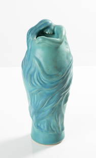 Van Briggle Pottery Lorelei Vase: Van Briggle Pottery Lorelei Vase Colorado Springs, Colorado, early 20th century. Glazed earthenware. Marked with two conjoined A's in a square and 'VAN BRIGGLE' (incised on underside). Ht. 10 1/2 in.
