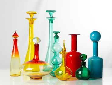 Group of Blenko & Italian Glass Decanters