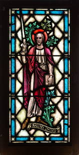 Mayer & Co. Leaded Glass Window of Saint Paul: Mayer & Co. Leaded Glass Window of Saint Paul 36 1/2 x 19 in. Sisters of St. Joseph, Rochester, New York.