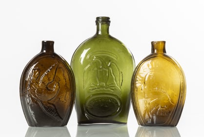 Early American Blown Glass Flask & Bottles