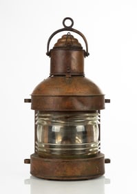 19th Century Copper Ships Anchor / Port Lantern