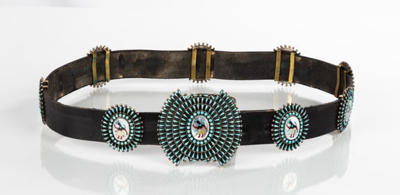Zuni Silver & Turquoise Concho Belt