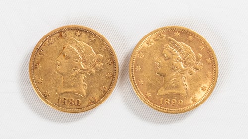 1880 & 1899 Liberty Head $10 Gold Coins