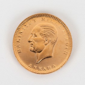 1923/64 Turkey 500 Kurush Gold Coin