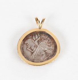 Roman Republican Silver Denarius Coin Pendant