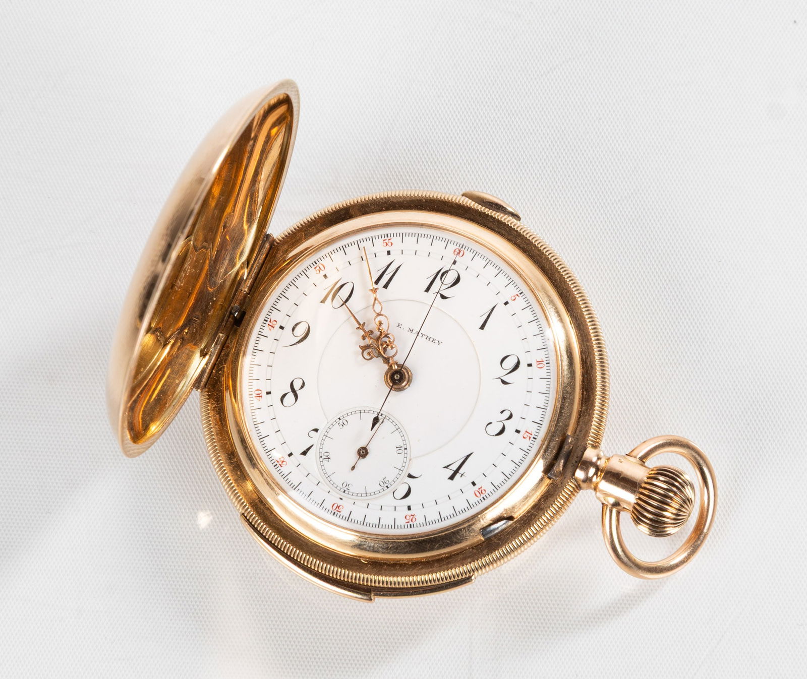 E. Mathey 14K Gold Pocket Watch Chronometer with Repeater (1 of 8)