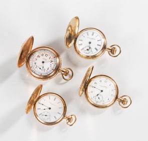 Four 14K Gold Pocket Watches