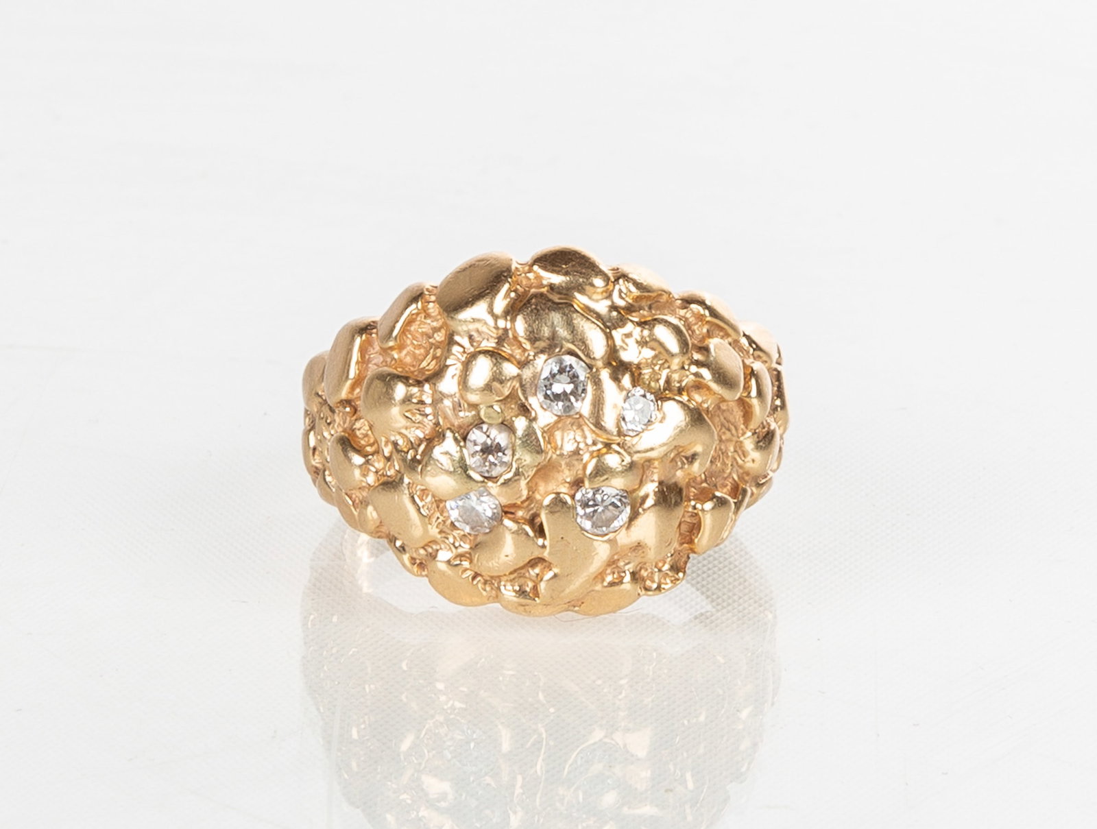 Men's 14K Gold Nugget & Diamond Ring (1 of 3)