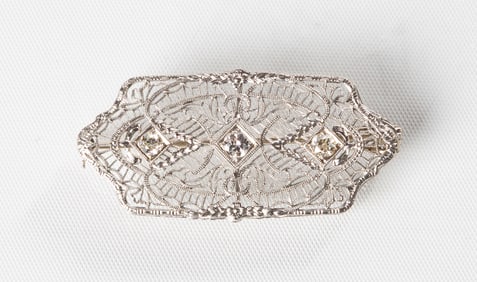 14K Gold, Platinum, & Diamond Pendant / Brooch