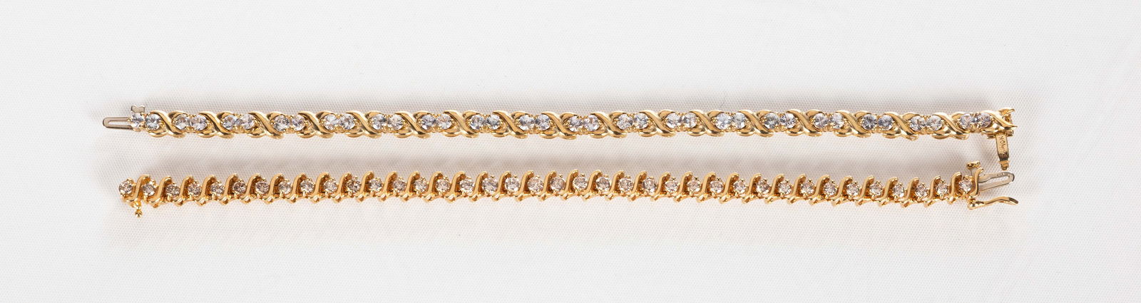 14K & 10K Gold, Diamond, & Synthetic Diamond Bracelets (1 of 3)