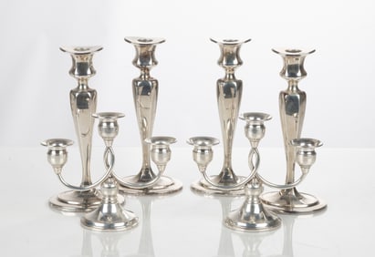 Four Tiffany & Co. Candlesticks & Pair of Revere Three-Light Candelabras