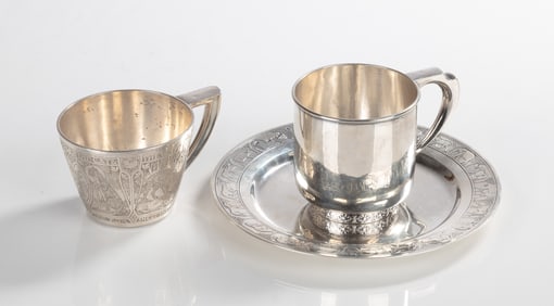 Sterling Silver Child's Plate & Cups, Including Tiffany & Co.