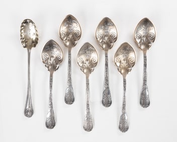 Art Nouveau Parcel-Gilt Atlantis/Ailanthus Flatware