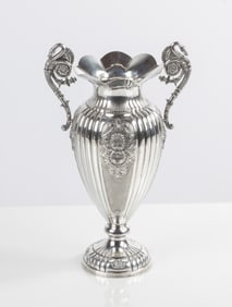 Neoclassical Silver Vase with Swan Handles