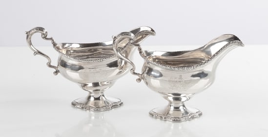 Georgian Sterling Silver Creamers with Coat of Arms