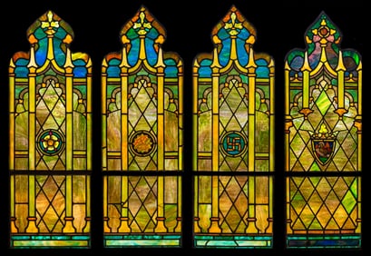 Tiffany Studios, Four Gothic Revival Leaded Glass Windows