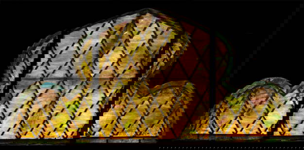 Tiffany Studios, Five Gothic Revival Leaded Glass Transom Windows: Tiffany Studios, Five Gothic Revival Leaded Glass Transom Windows Circa 1905, leaded glass and wood. Note: Auction proceeds to benefit the New ECC Church of Philadelphia, Pennsylvania. Literature: Tif