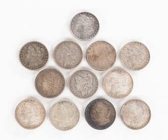 Twelve Morgan Silver Dollars