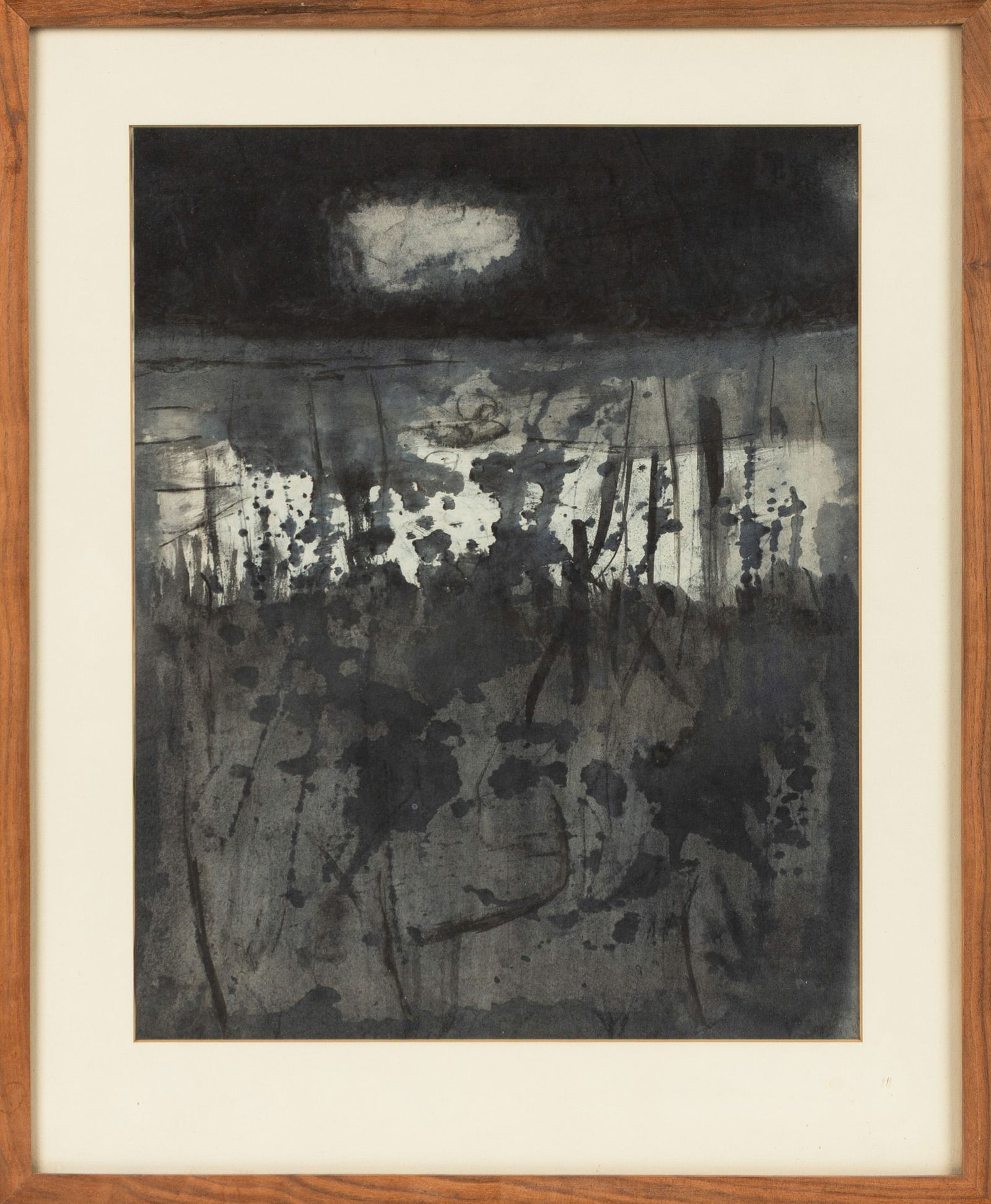 Lawrence Calcagno (American, 1913-1993) "Double Space": Lawrence Calcagno (American, 1913-1993) "Double Space" Summer Series, 1959. Ink on paper. Sight: 13 1/2 x 10 3/4 in. Martha Jackson Gallery, New York. Anderson Gallery, Buffalo, New York.