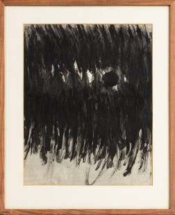 Lawrence Calcagno (American, 1913-1993) "Sun Obscured": Lawrence Calcagno (American, 1913-1993) "Sun Obscured" Summer Series, 1959. Ink on paper. Sight: 13 1/2 x 10 3/4 in. Martha Jackson Gallery, New York. Anderson Gallery, Buffalo, New York.