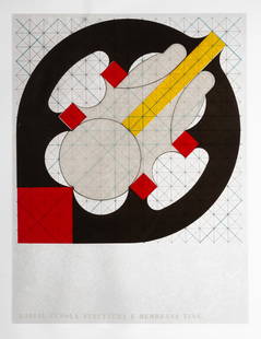 Gio Pomodoro (Italian, 1930 - 2002) Radial Dome, Structure and Tense Membrane: Gio Pomodoro (Italian, 1930 - 2002) Radial Dome, Structure and Tense Membrane Screen printing on plexiglass. Signed (lower right). Edition 89/90. 28 3/4 x 22 3/4 in. (overall) Anderson Gallery,