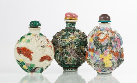 Three Famille Rose Snuff Bottles