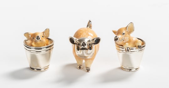 Saturno Sterling & Enamel Pigs