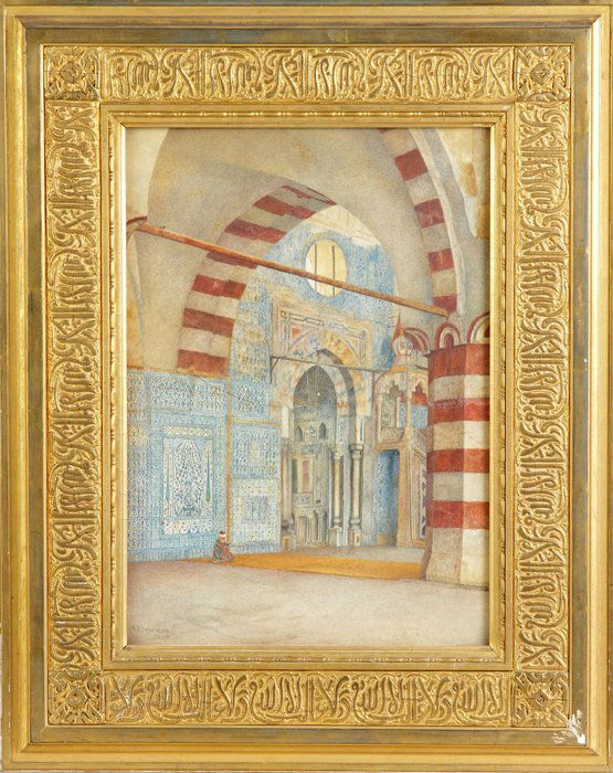 Henry Roderick Newman (American, 1843-1917) Mosque: Henry Roderick Newman (American, 1843-1917) Mosque. Sgn. Lower left, H.R. Newman, 1888. W/C. 14" x 10". Historic Wadsworth Family, Geneseo, NY.