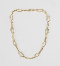 18K Gold Necklace with Bezel Set Diamonds
