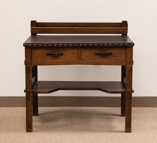 Gustav Stickley Leather Top Writing Desk