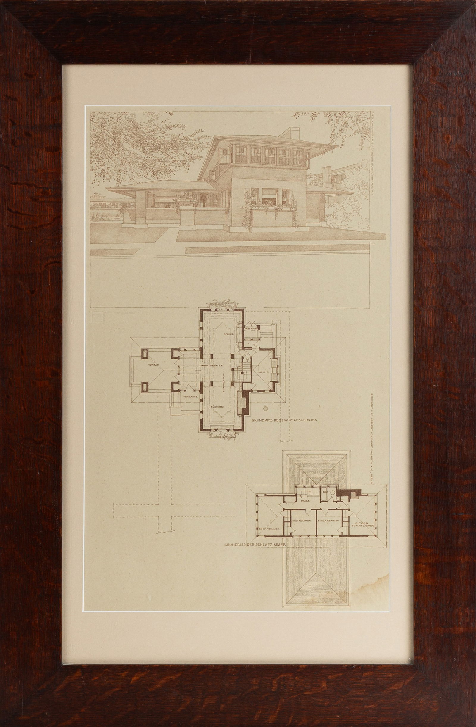 Frank Lloyd Wright Architectural Print in Roycroft Frame (1 of 4)