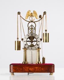 Fancy Clock with Glass Dome & Music Box Base, Attributed to Simon Willard