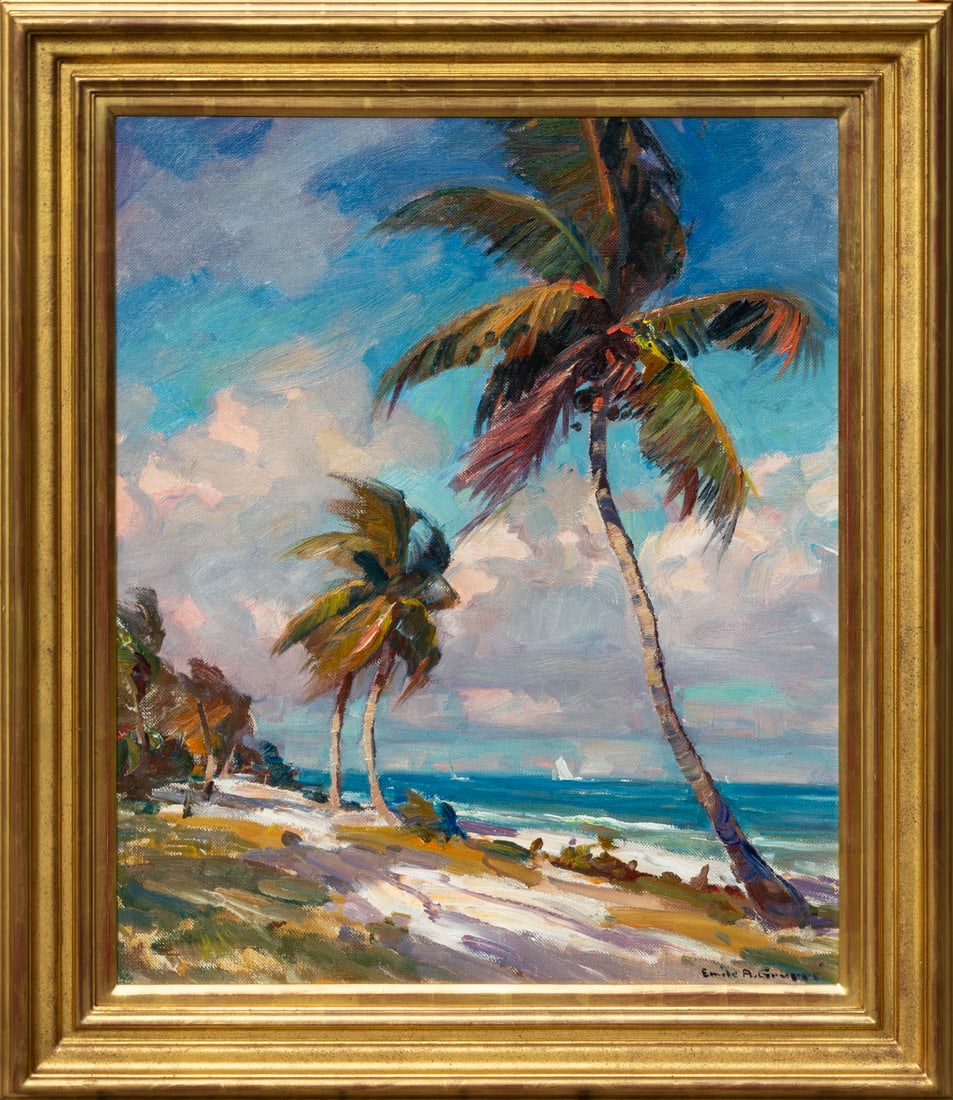 Emile A. Gruppe (American, 1896-1978) Palm Trees on Florida Coast (1 of 2)