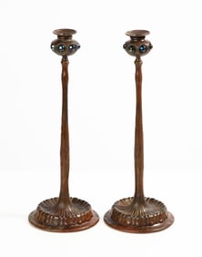 Tiffany Studios Jeweled Candlesticks