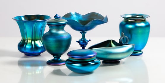 Steuben Blue Aurene Tableware