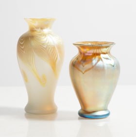 Steuben Aurene Cabinet Vases