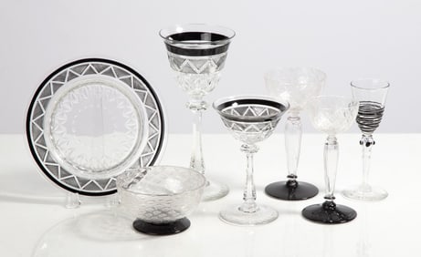 Steuben Mirror Black-Cut-to-Clear Tableware