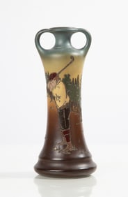 Weller, Dickens Ware Pottery Vase with Golfer