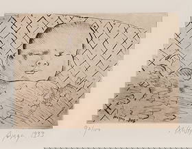 Milton Avery (American, 1885-1965) Sleeping Baby: Milton Avery (American, 1885-1965) Sleeping Baby 1933. Drypoint. Signed '92/100 Milton Avery 1933'. Sheet: 10 x 11 1/2 in. 5 1/4 x 7 1/2 in. Shipping Note: We provide our own in-house shipping service