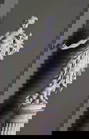 Antonio Frilli (Italian, 1860-1902) Sculpture of a Woman with Pedestal: Antonio Frilli (Italian, 1860-1902) Sculpture of a Woman with Pedestal Carved marble. Overall Ht. 73 in. Woman Ht. 33 in. Shipping Note: This item is pick-up or hand-delivery only.