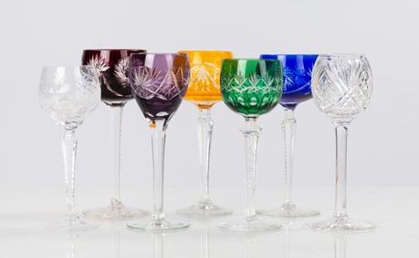 Seven Cut Glass Crystal Goblets