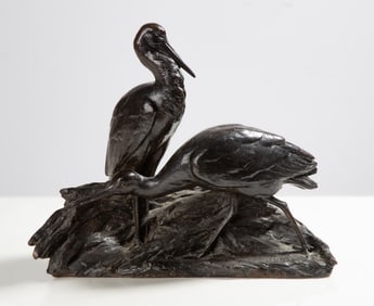 Maximilien-Louis Fiot (1886-1953) Sculpture Group of Birds