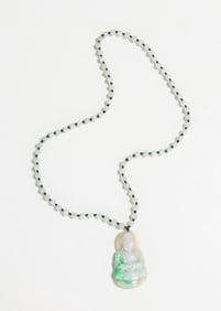 Chinese Carved Jade Buddha Necklace