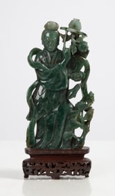 Large Chinese Jadeite Carving of a Maiden
