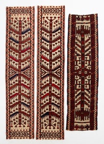 Two Tekke Turkmen Tent Band Fragments & Turkmen Yomud Tent Band Fragment