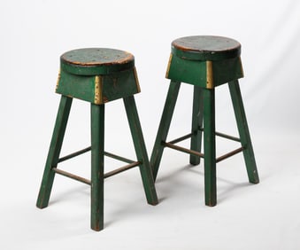 Pair of Painted Wooden Stools