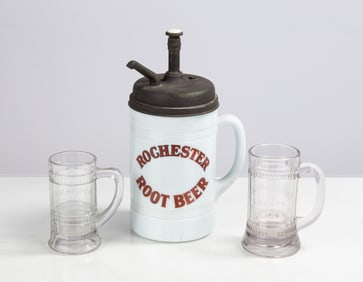 Rochester Root Beer Syrup Dispenser & Mugs