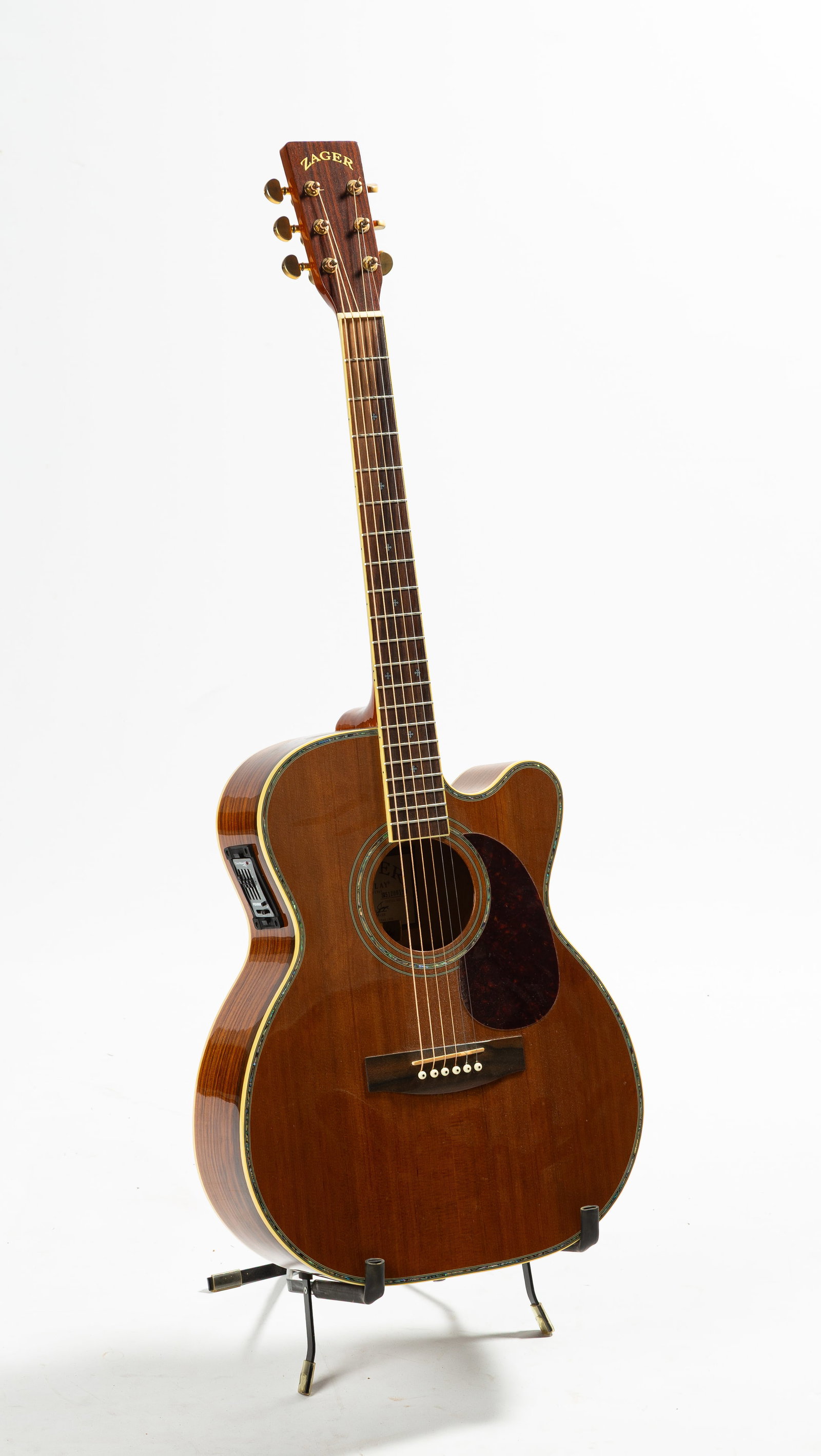 Zager ZAD-80 OMCE Natural Acoustic Guitar: Zager ZAD-80 OMCE Natural Acoustic Guitar 2006. Serial #S151200190. L. 40 in. Western New York estate Shipping Note: We provide our own in-house shipping service. Please reach out to us with any inqui