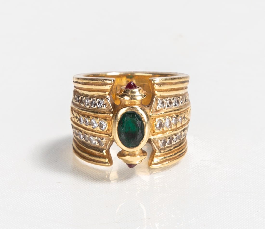 18K Gold, Ruby, & Emerald Ring (1 of 4)
